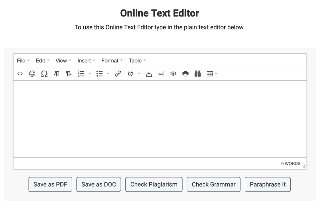 free text editor like words