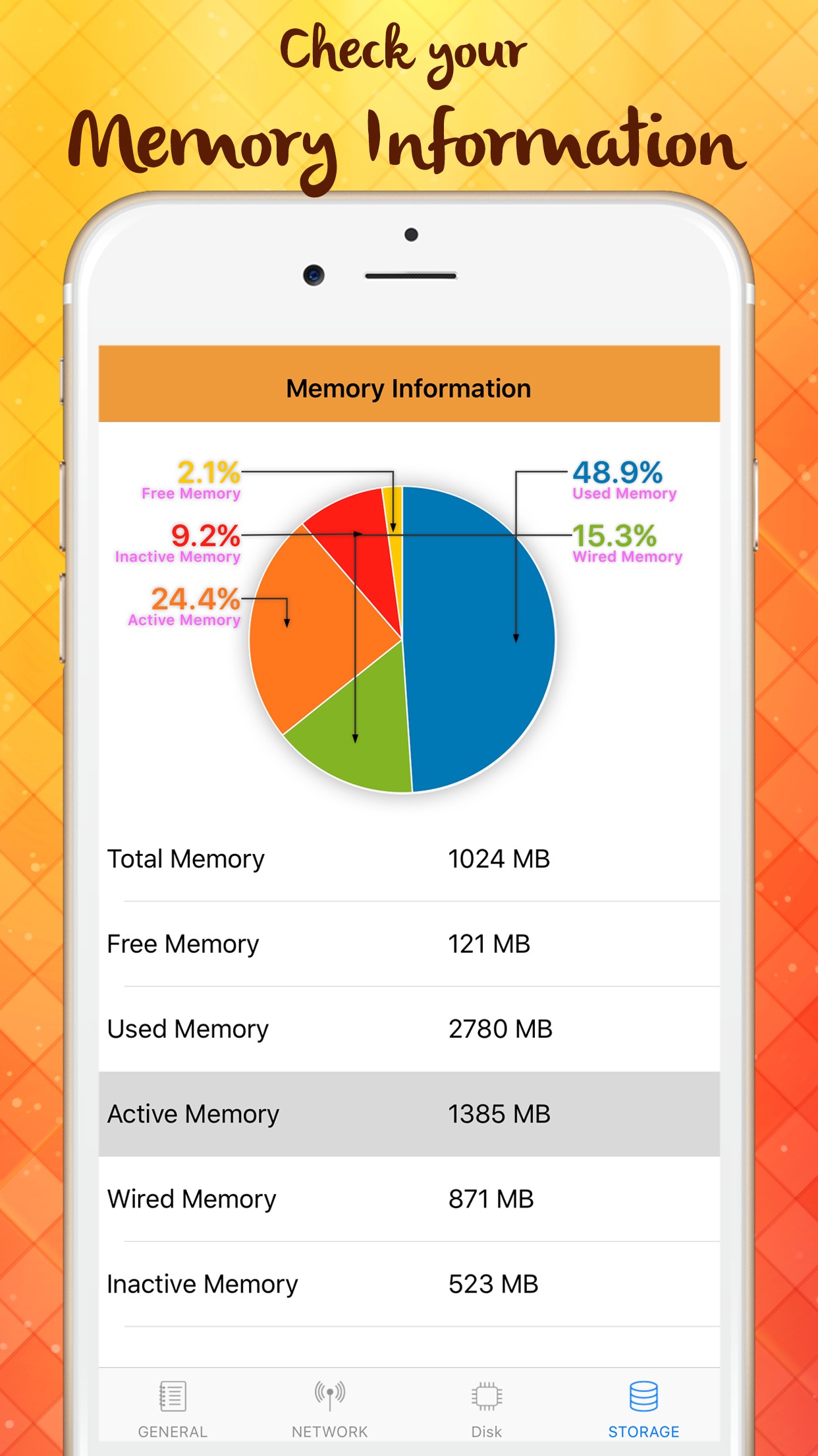 Memory Monitor - Disk, Storage & Processor info