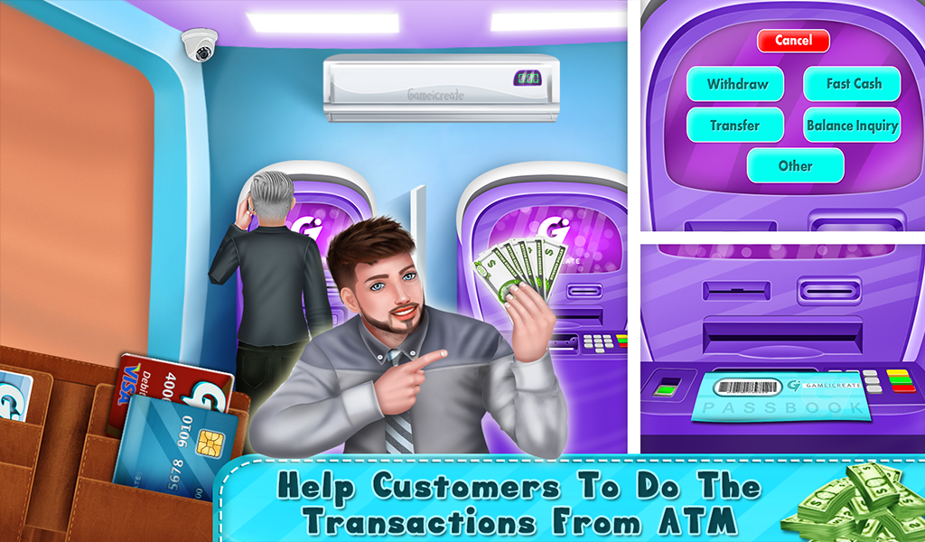 My Virtual Bank ATM Machine & Cashier Kids Game