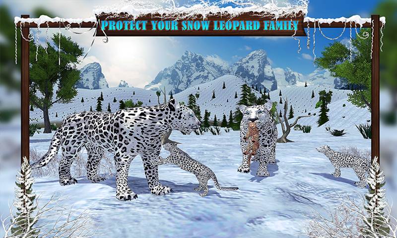 Arctic Leopard Family Snow Forest Sim