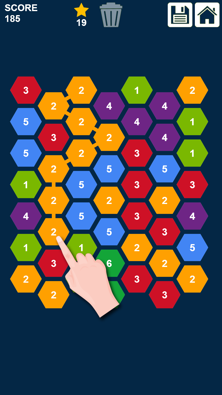 Hexagons: Connect and Merge Numbers