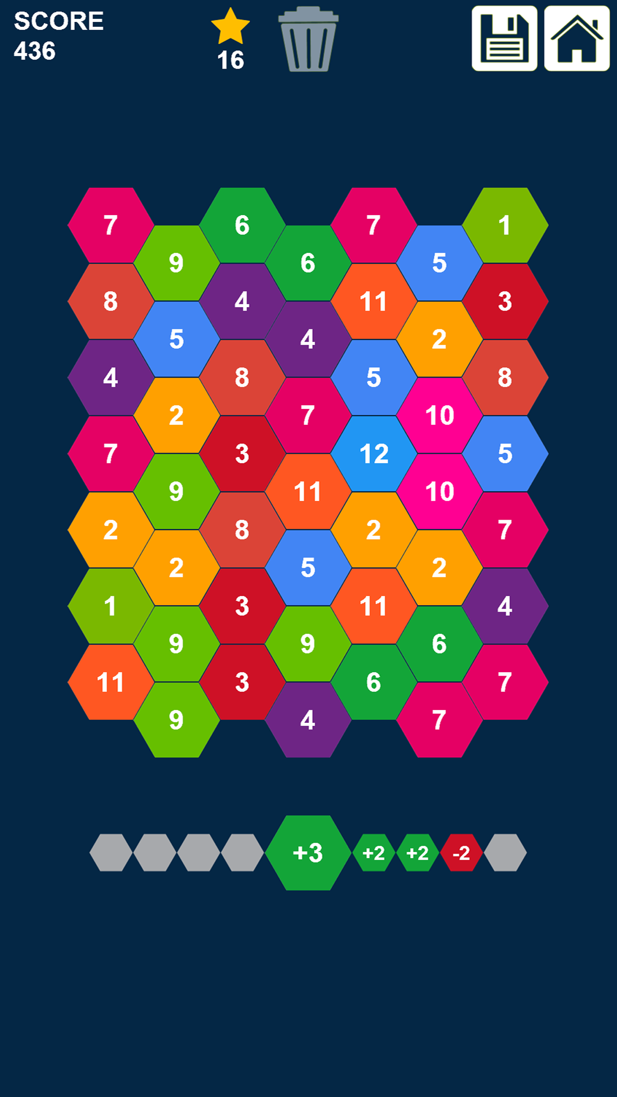 Hexagons: Drag and Merge Numbers