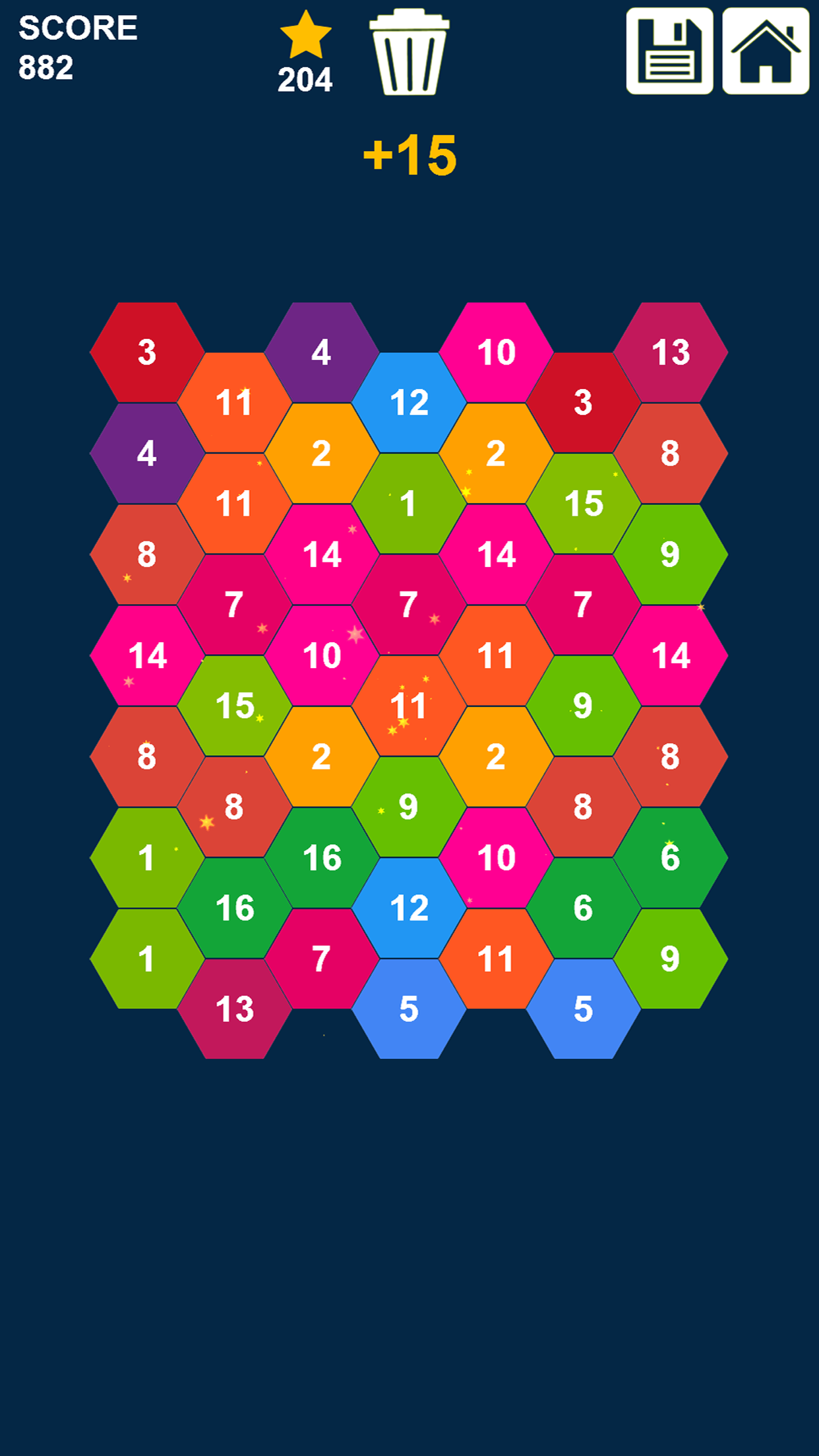 Hexagons: Swap and Merge Numbers