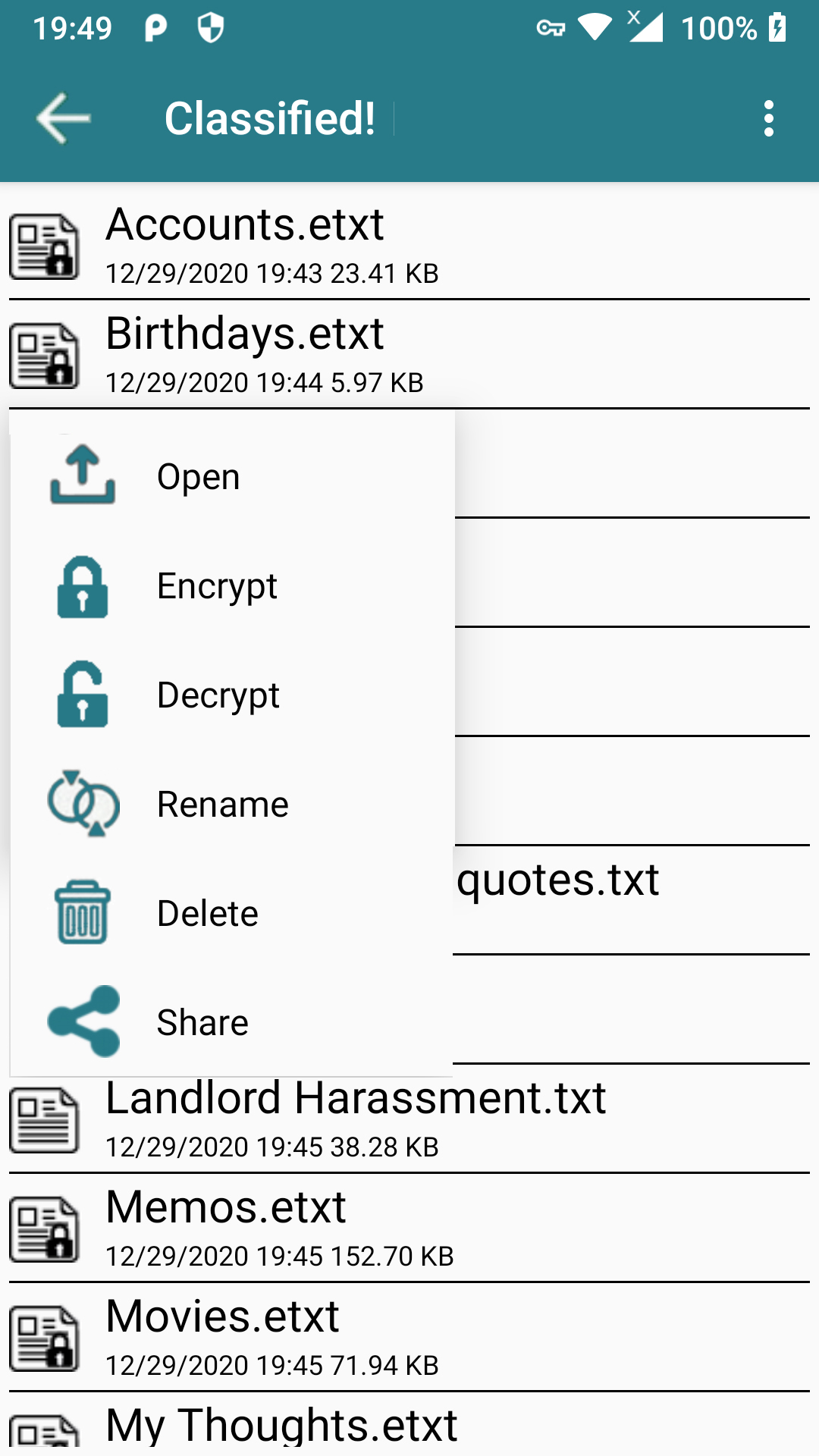 Classified! - Encrypt Text, Files, Pictures...