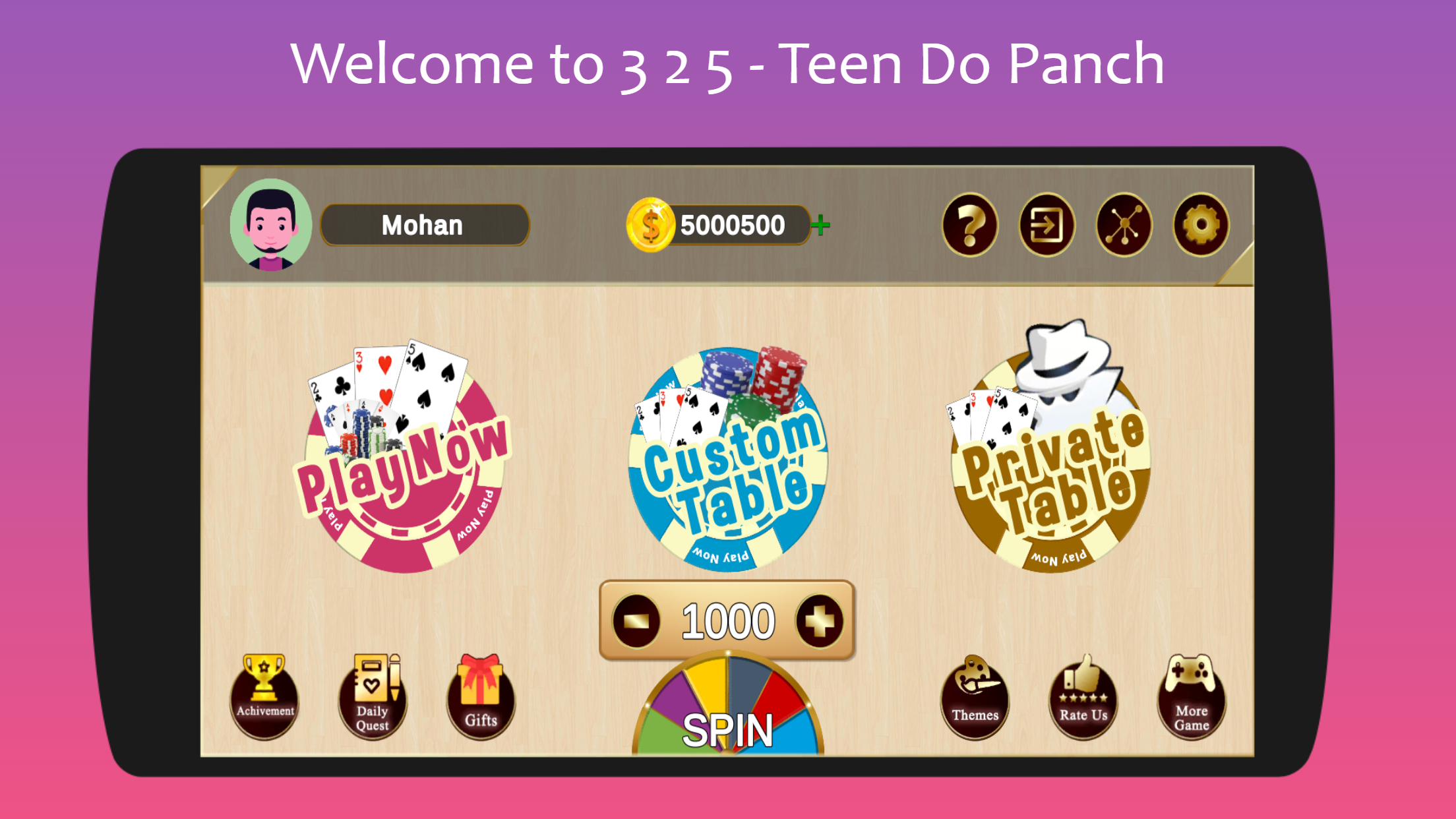 325 Card Game - Teen Do Panch