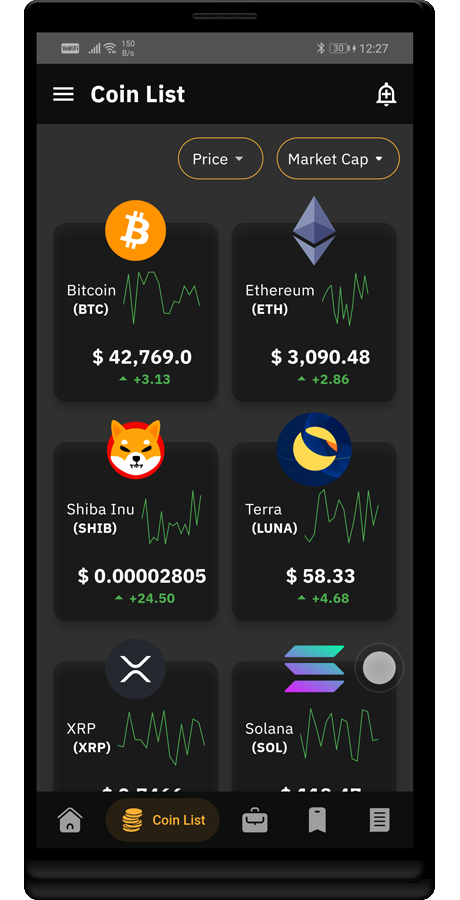 Coinpool – Crypto currency portfolio management flutter app UI kit