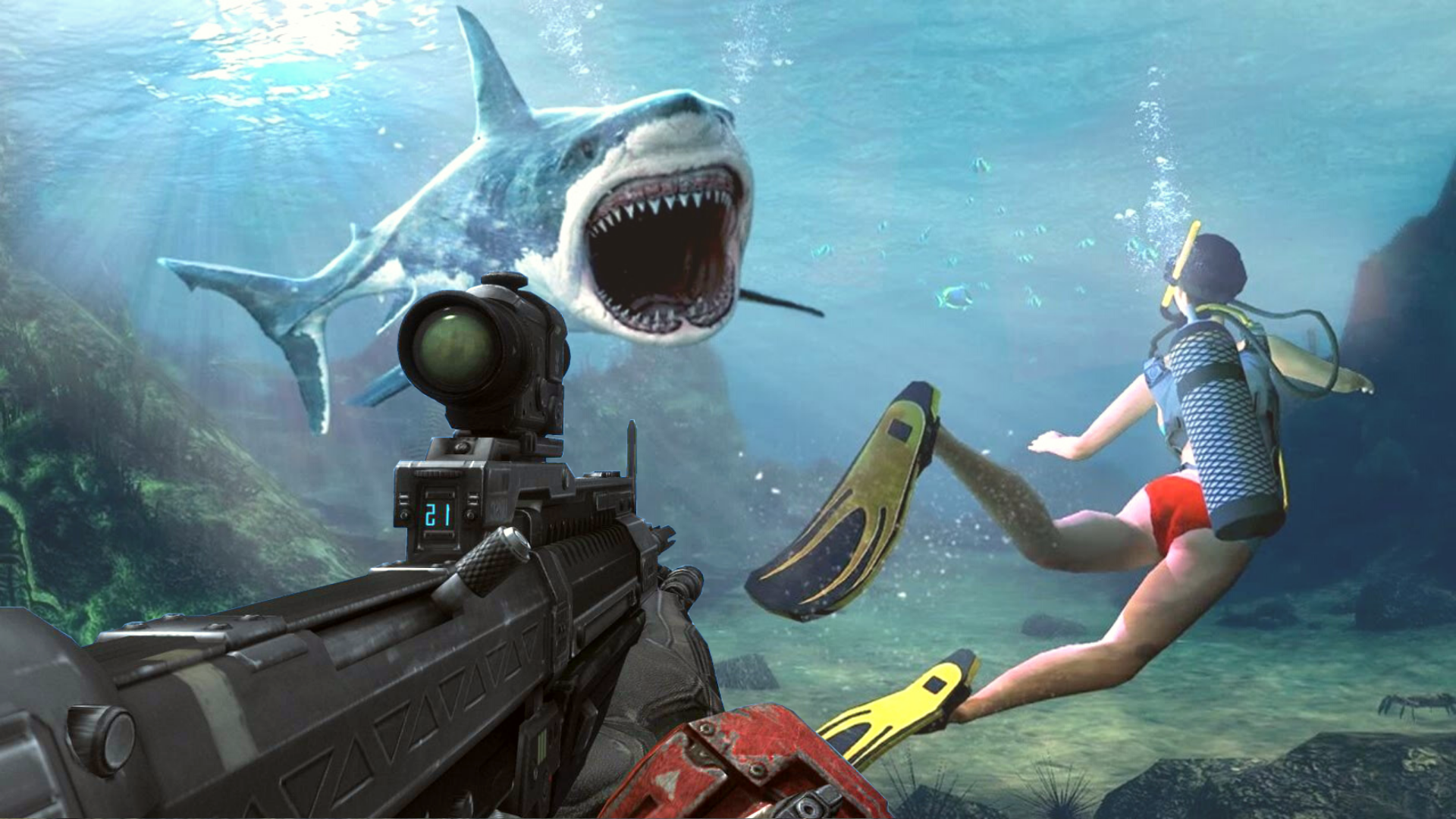 Angry Shark Attack Gun Hunting