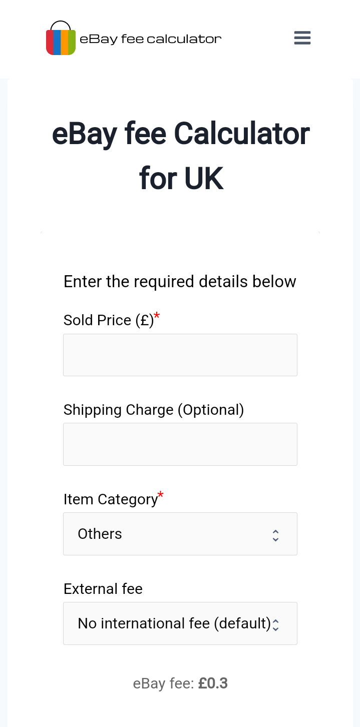 Ebay Fee Calculator