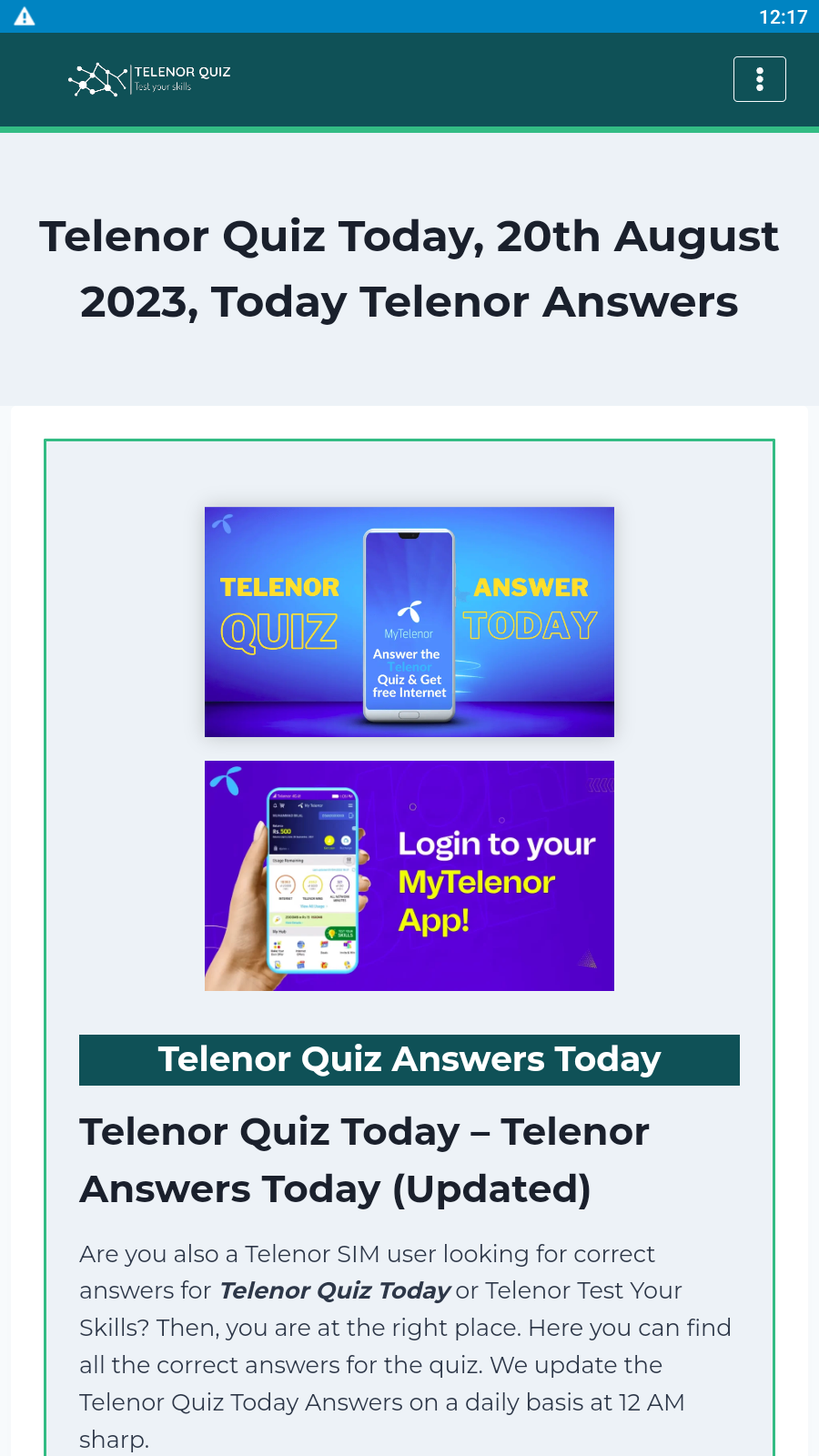 Telenor Today Quiz