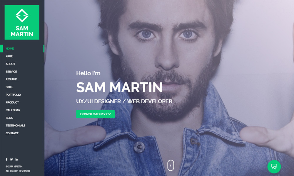 Sam Martin - Personal vCard Resume WordPress Theme