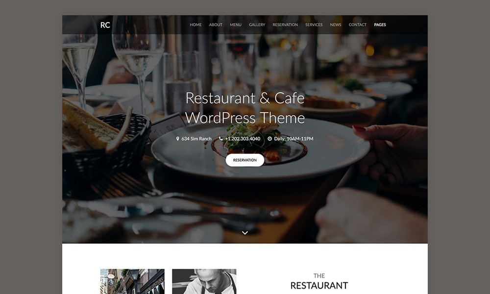 Rc - Restaurant & Cafe Onepage WordPress Theme