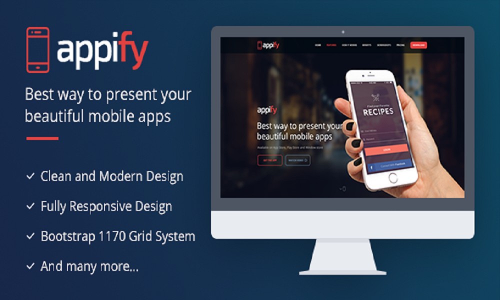 Appify - Multipurpose One Page Mobile App landing page HTML