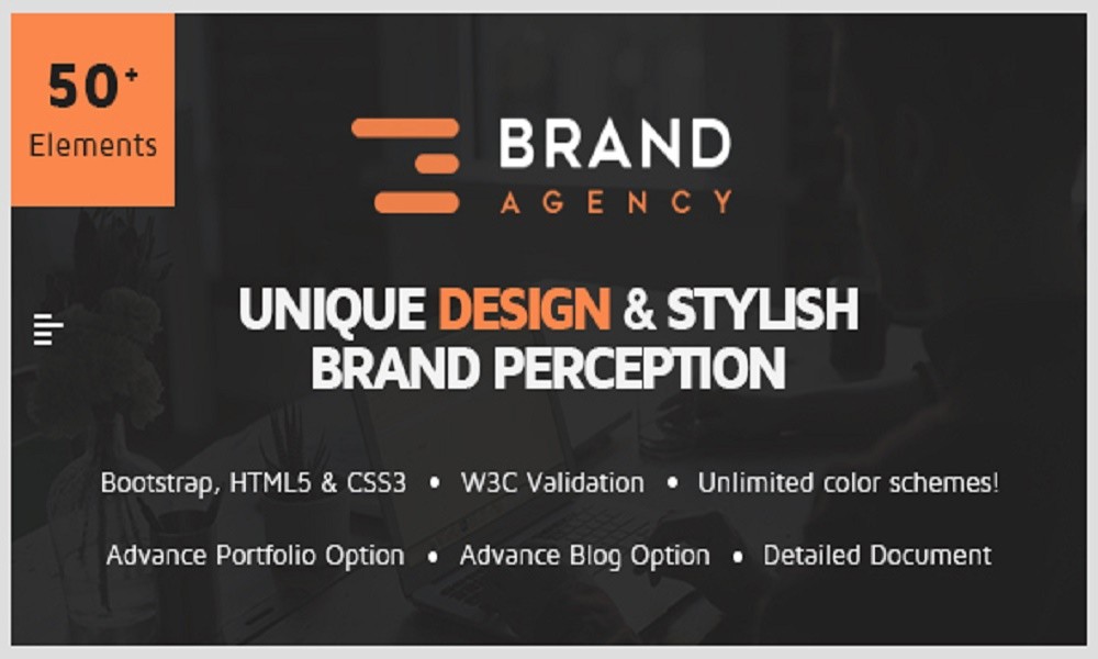 Brand Agency - One Page HTML Bootstrap Template for Agency, Startup, Corporate, Business.