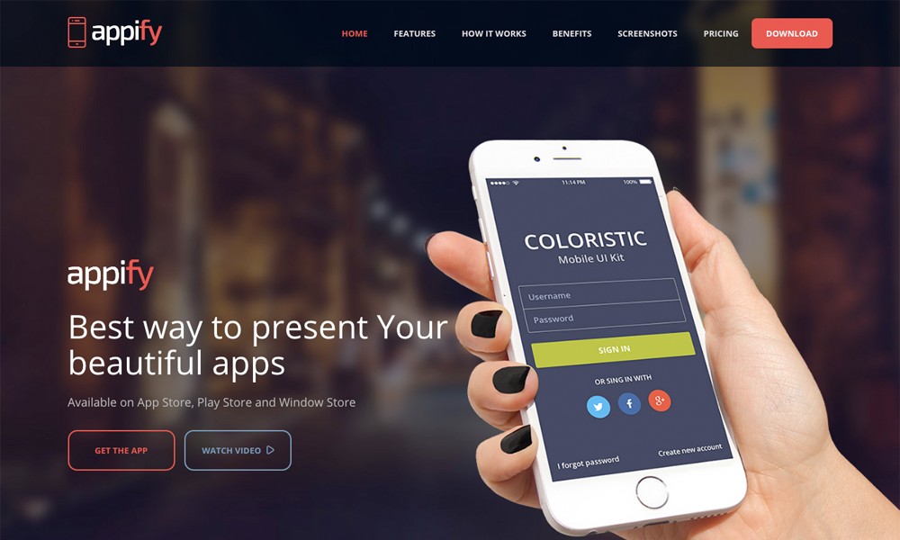Appify - Multipurpose One Page Mobile App landing page WordPress Theme