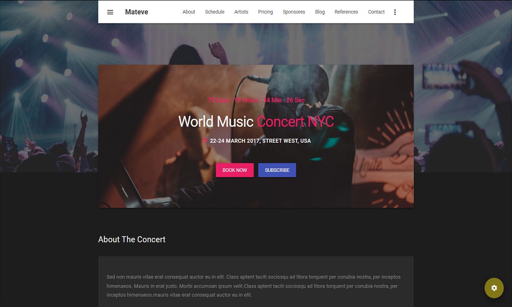 Mateve - Material Design Event / Conference / Concert HTML Template