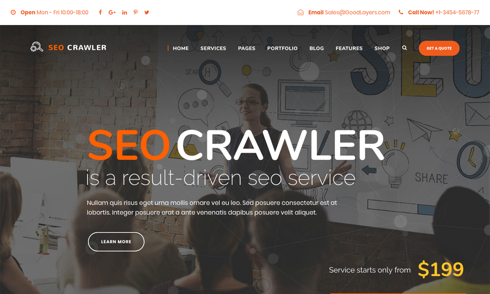 SEO Crawler - Digital Marketing Agency, Social Media, SEO WordPress Theme