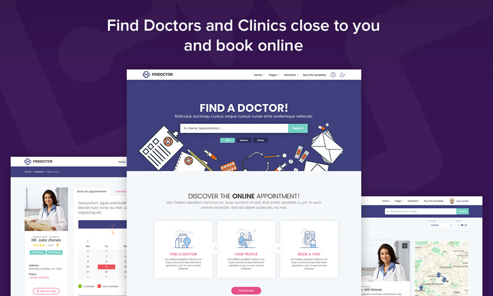 FINDOCTOR - Doctors directory and Book Online template