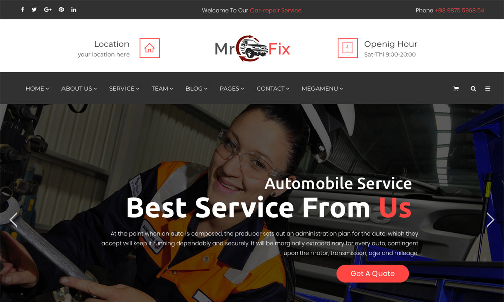 Mr Fix - Car Repair Service Business Joomla Theme With Page Builder