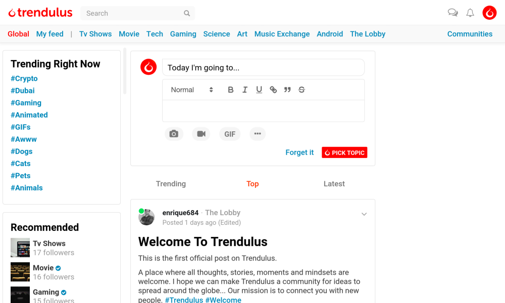 Trendulus - The social network for the like-minded people