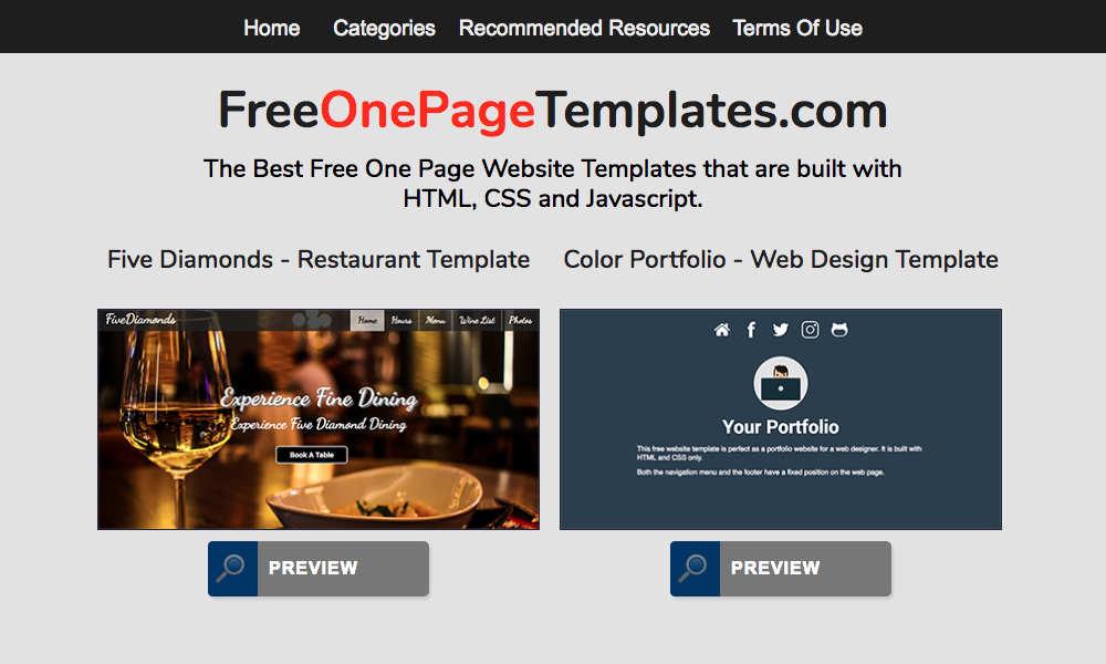 Free One Page Templates