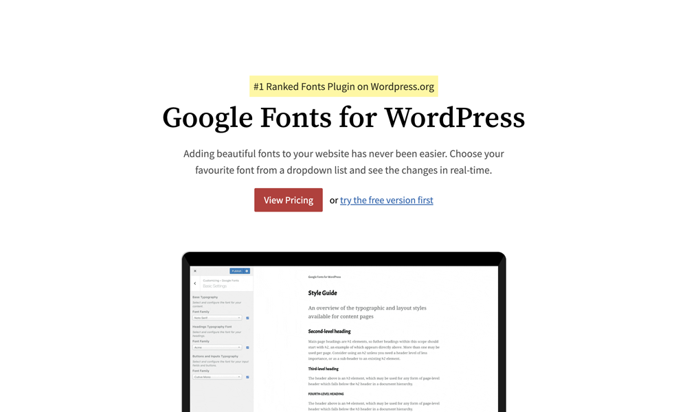 Google Fonts for WordPress