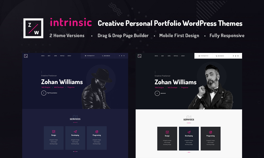 Intrinsic - Creative Personal Portfolio WordPress Themes