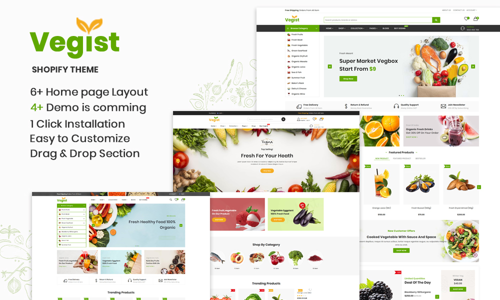 Vegist - The Vegetables & Organic Food eCommerce Shopify Theme