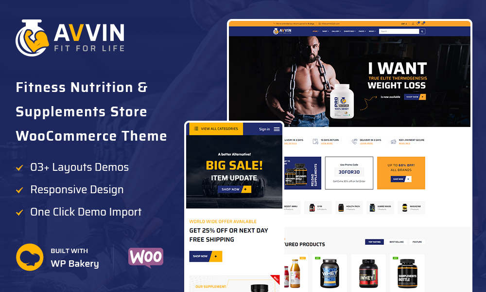 Avvin - Fitness Nutrition and Supplements Store WooCommerce Theme