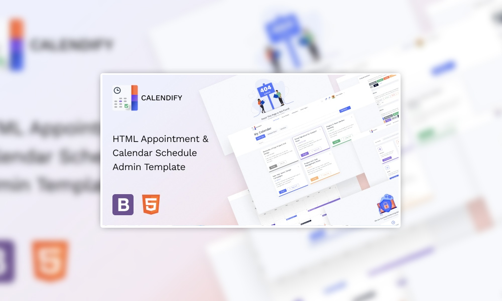 Calendify Lite | Free HTML Appointment and Calendar Schedule Admin Template