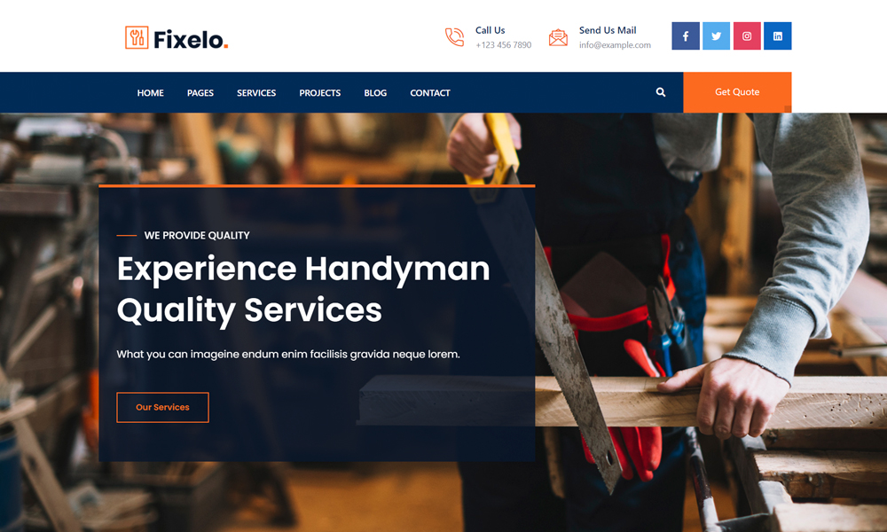 Fixelo - Handyman Services WordPress Theme