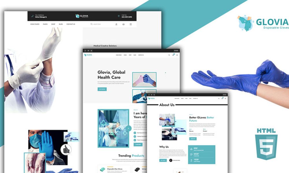 Glovia Gloves and Medical Accessories HTML5 Template