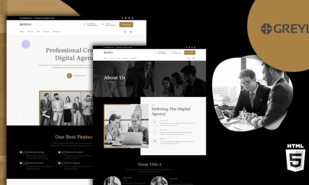 Greyli Modern Agency HTML5 Website Template
