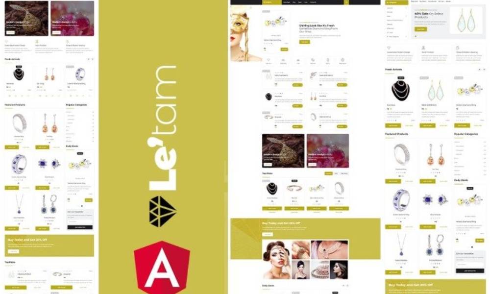 Letam Gold and Jewelry shop Angular JS Website Template