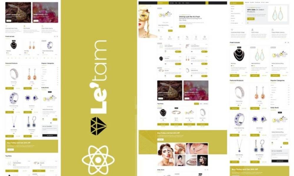 Letam Gold and Jewelry shop React JS Website Template
