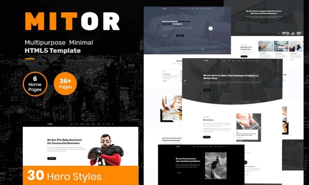 Mitor Minimal Multipurpose Black and White Bootstrap Website Template
