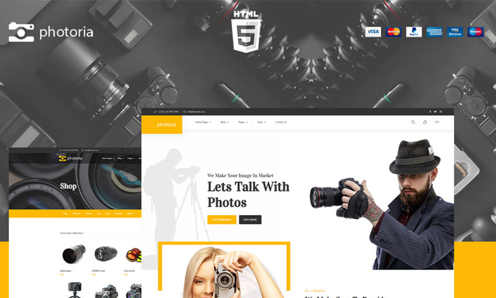 Photoria Photography Showcase and Boutique Website Template