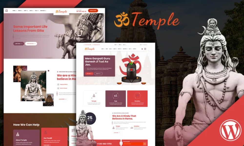 Temple Hindus worship Mandir WordPress Theme