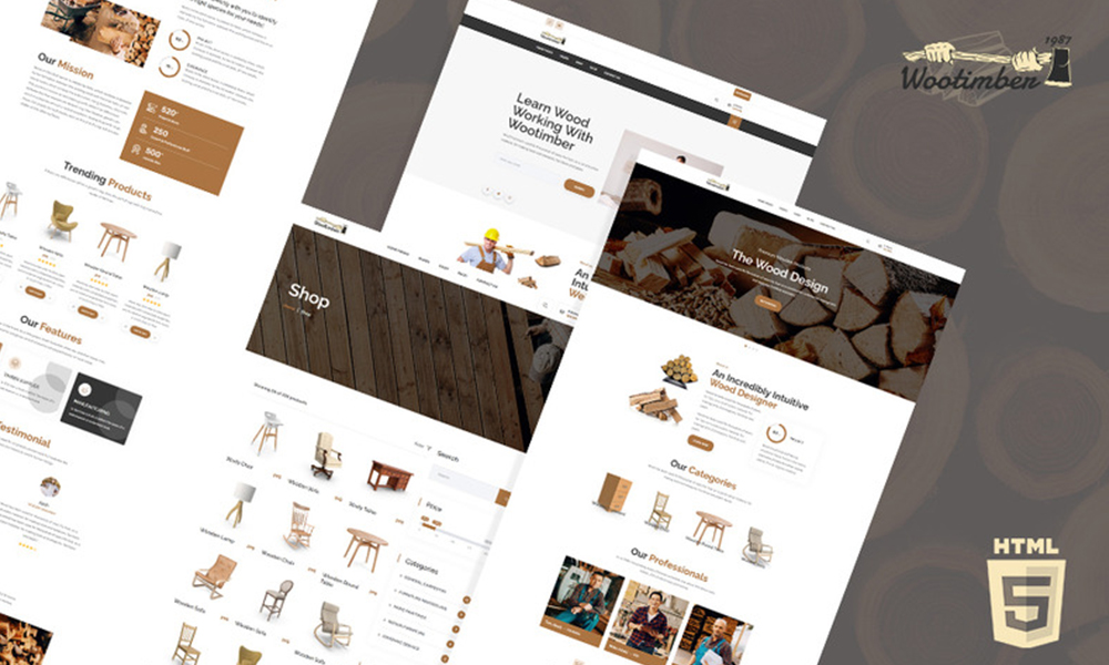 Wootimber Carpenter Wood Shop HTML5 Website Template