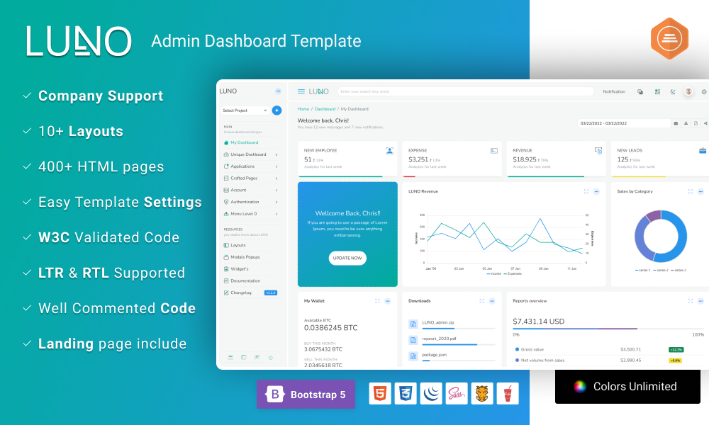 LUNO - Bootstrap 5 Responsive Admin Template & Webapp UI Kit