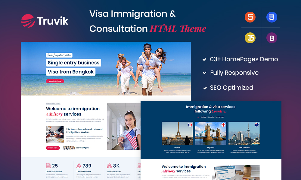 Truvik - Visa immigration Services HTML Template