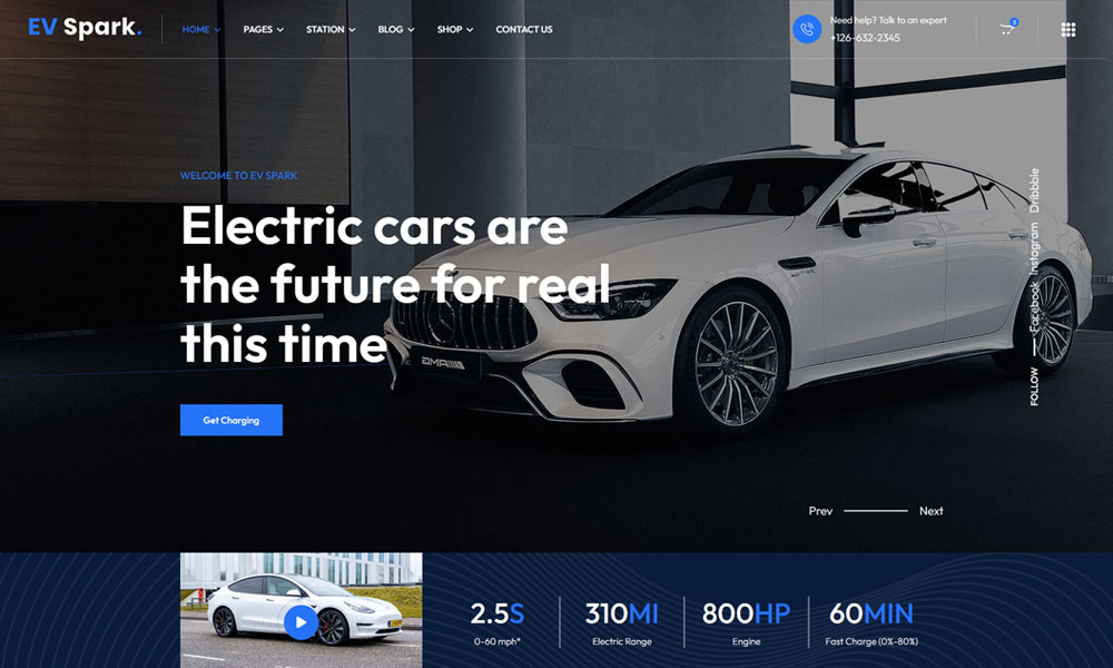 EV Spark Electric Vehicle & Charging Stations HTML Template