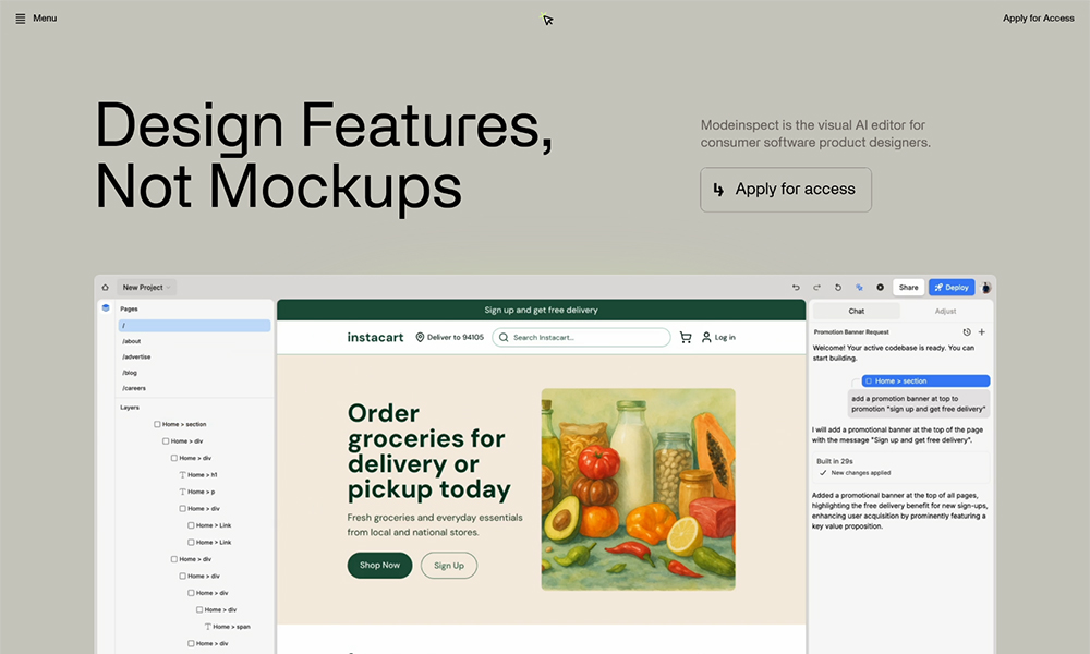 Modeinspect - The AI editor for your web apps