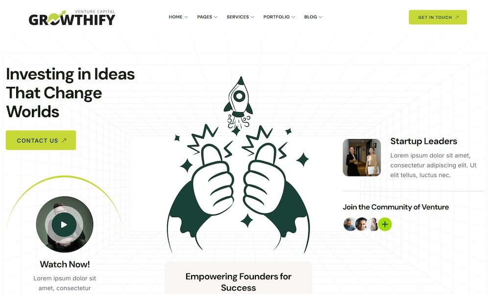 Growthify – Startup & Venture Capital WordPress Theme