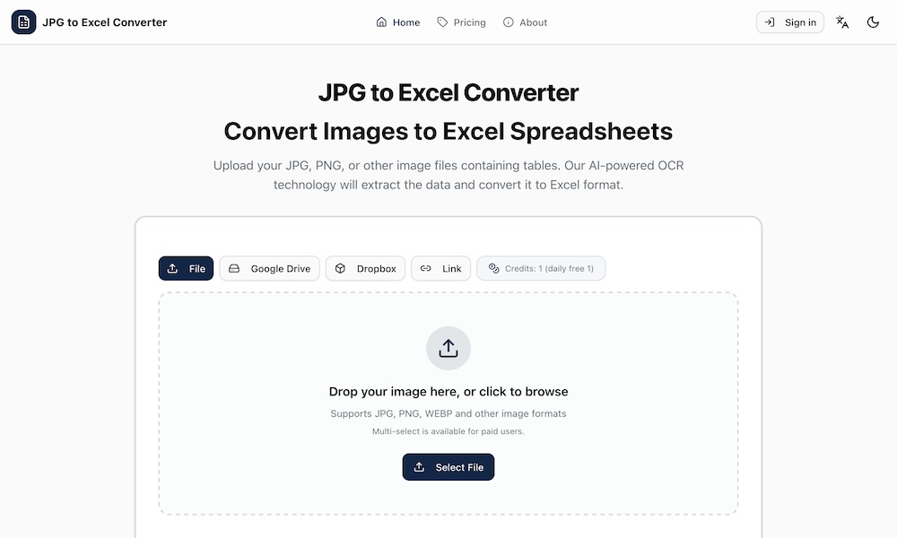 JPG To Excel Converter