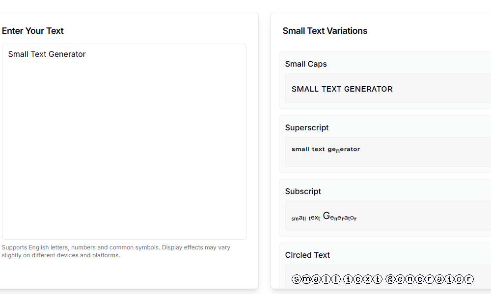 Small Text Generator