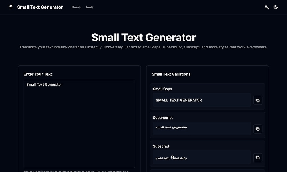Small Text Generator