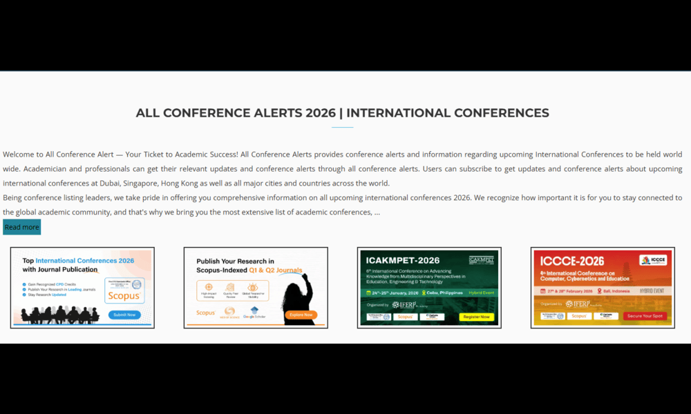 All Conference Alert - Upcoming International Conferences