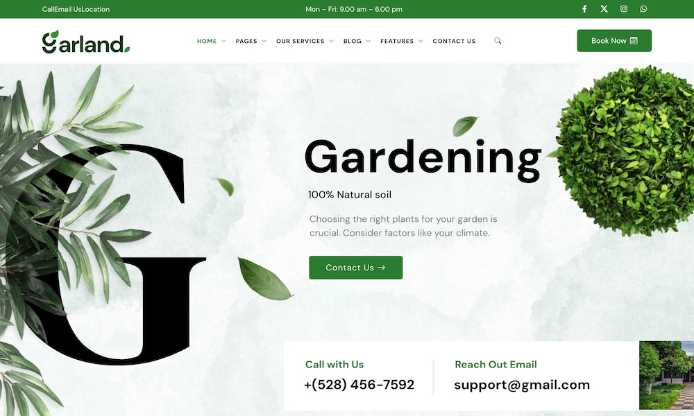 Garland – Gardening and Landscaping WordPress Theme