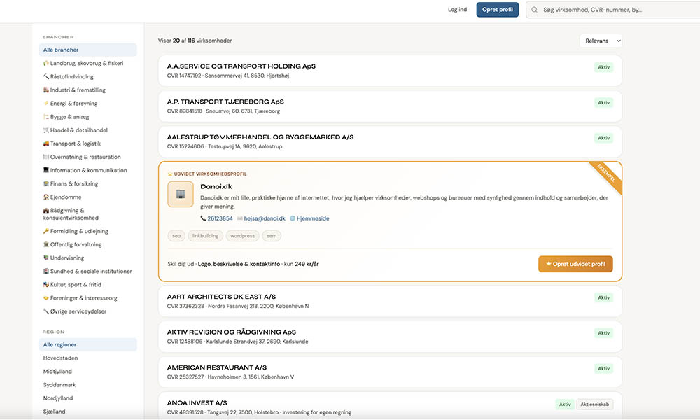 Krakmarkedsdata - Virksomhedsportalen