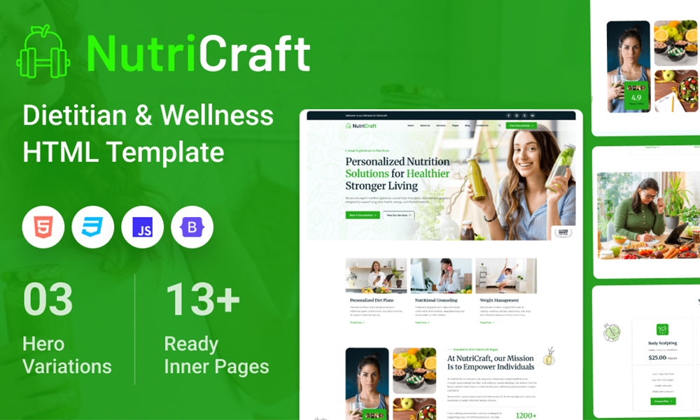NutriCraft - Dietitian & Wellness Website HTML Template